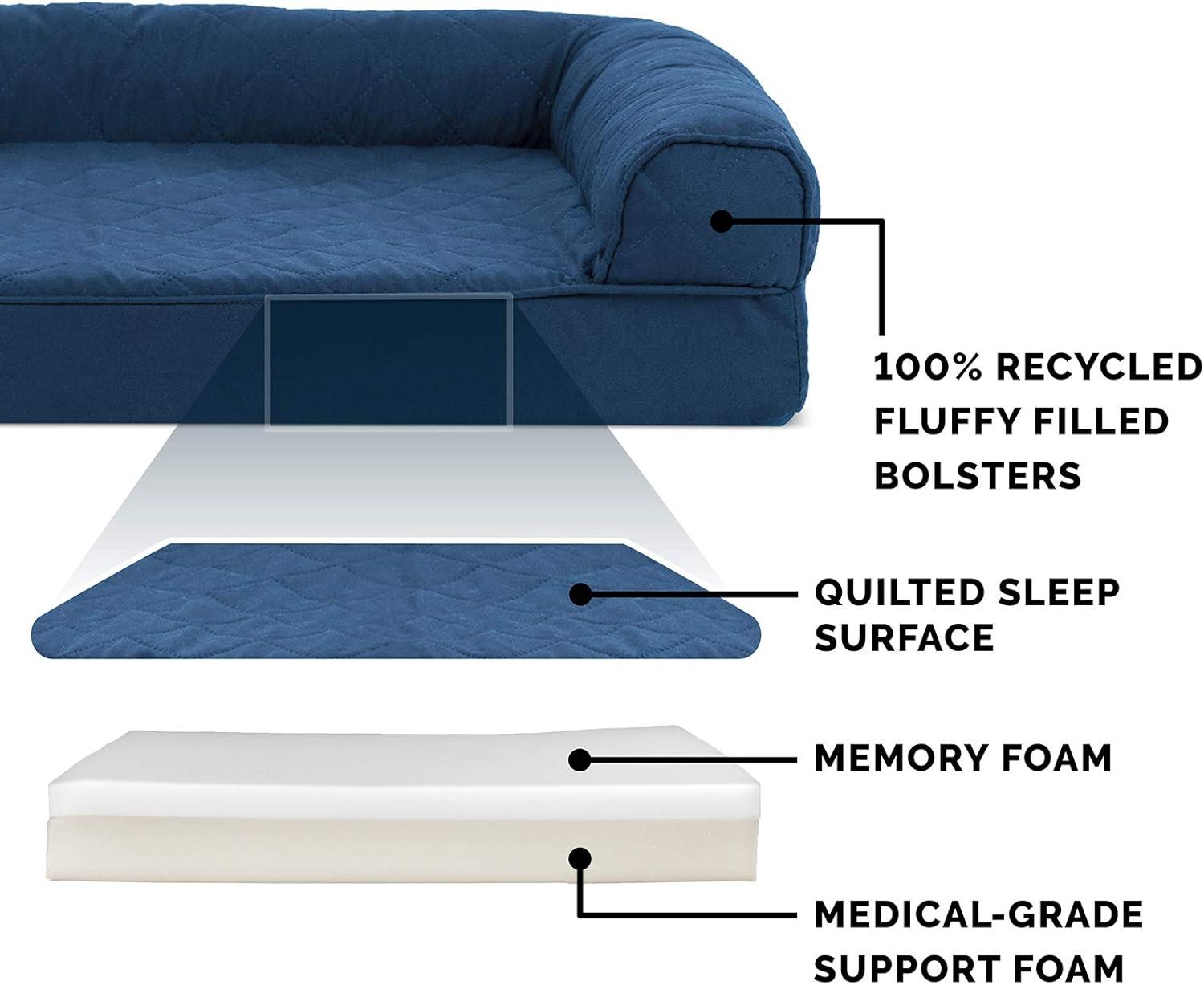 FurHaven Quilted Orthopedic Bolster Sofa Pet Bed