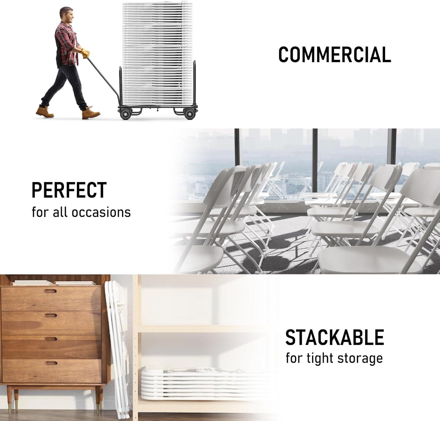 10 Pack Black Plastic Folding Chair for Indoor Outdoor, 350 lb Capacity, Foldable Commercial Stacking Chairs with Steel Frame for Office Wedding Party Events