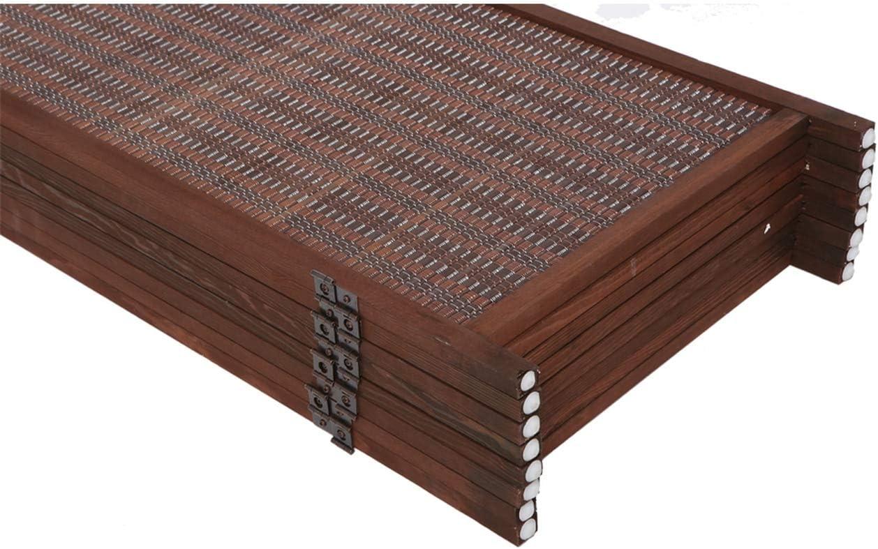 Legacy Decor 3 Panel Room Divider Brown Color Wood and Bamboo Weave