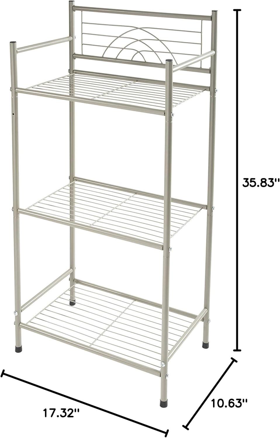 Bath Bliss 3 Shelves Tiered Bathroom Storage Rack in Satin Nickel