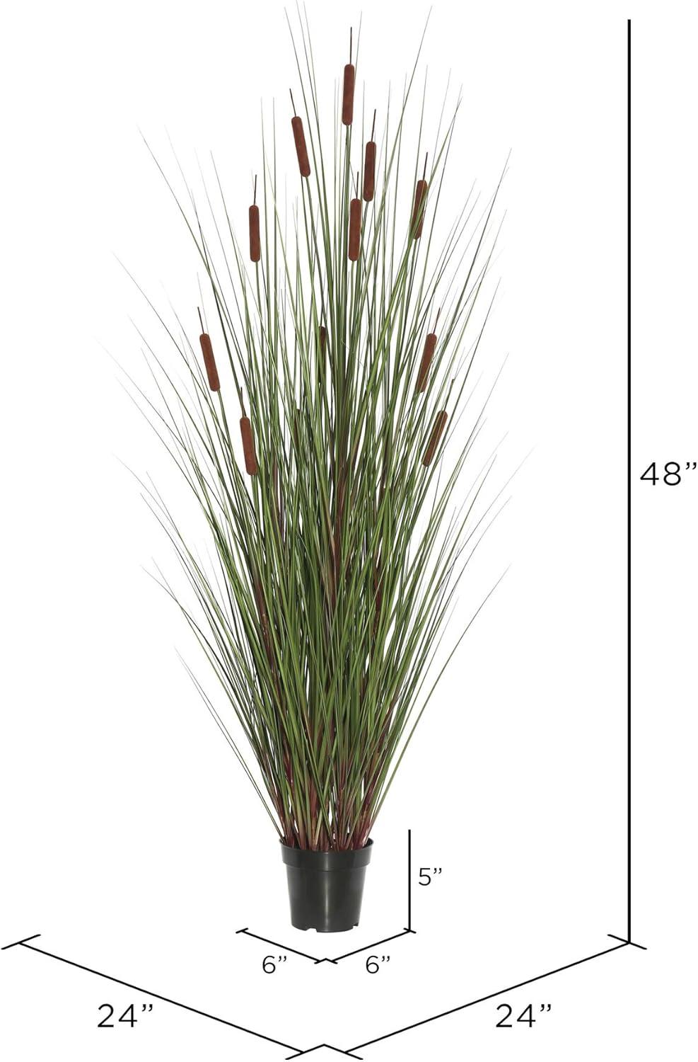 Artificial Grass with 8 Cattails Potted (48") Brown - Vickerman