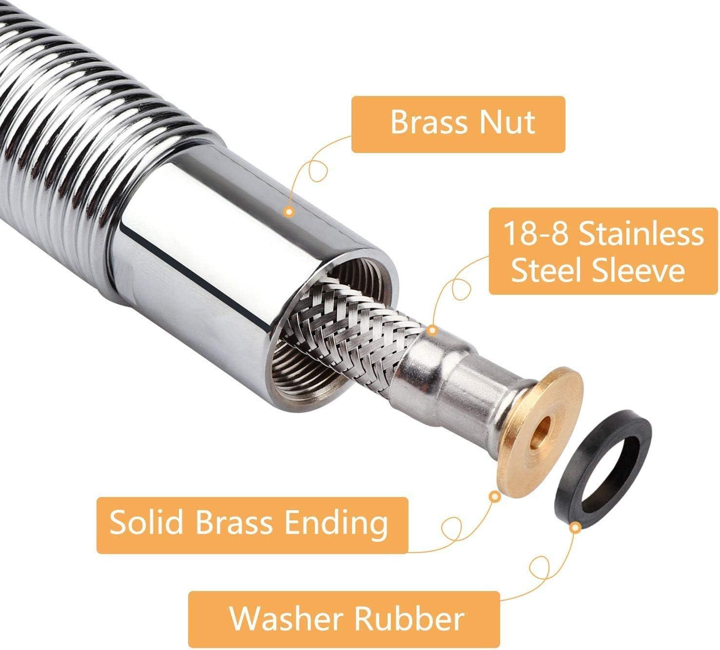 KWODE Pre-rinse Hose 38 Inch Flexible Stainless Replacement Hose for All Brand Commercial Kitchen Sink Faucet with 7/8”-20NPT Female Thread (96CM/38”)