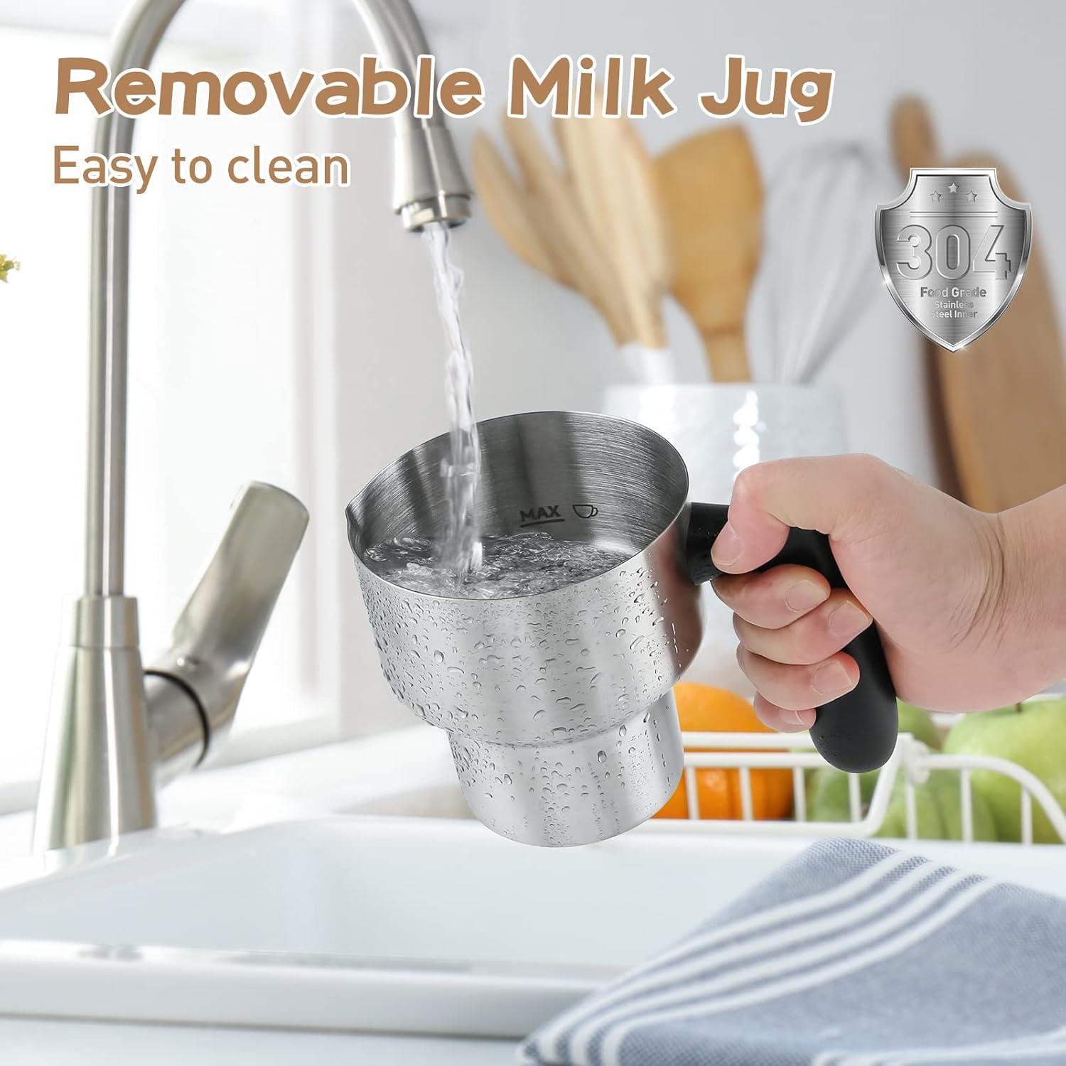 Secura Milk Frother, 5-IN-1 Electric Milk Steamer with Detachable Stainless Steel Jug Automatic Hot/Cold Foam & Hot Chocolate Maker with LED Touch Screen, Temperature Display, Induction Heating