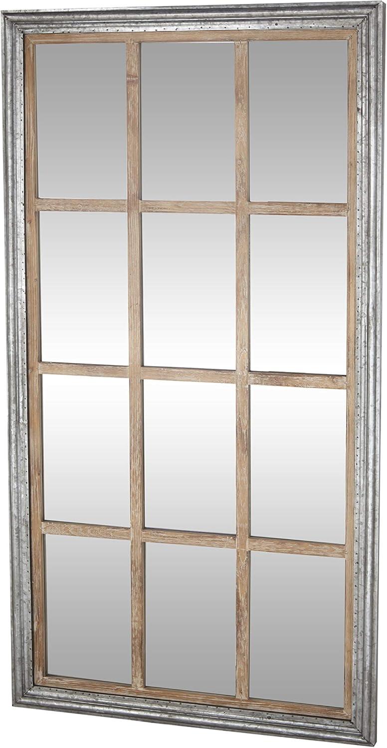 DecMode 35" x 67" Brown Window Pane Inspired Wall Mirror