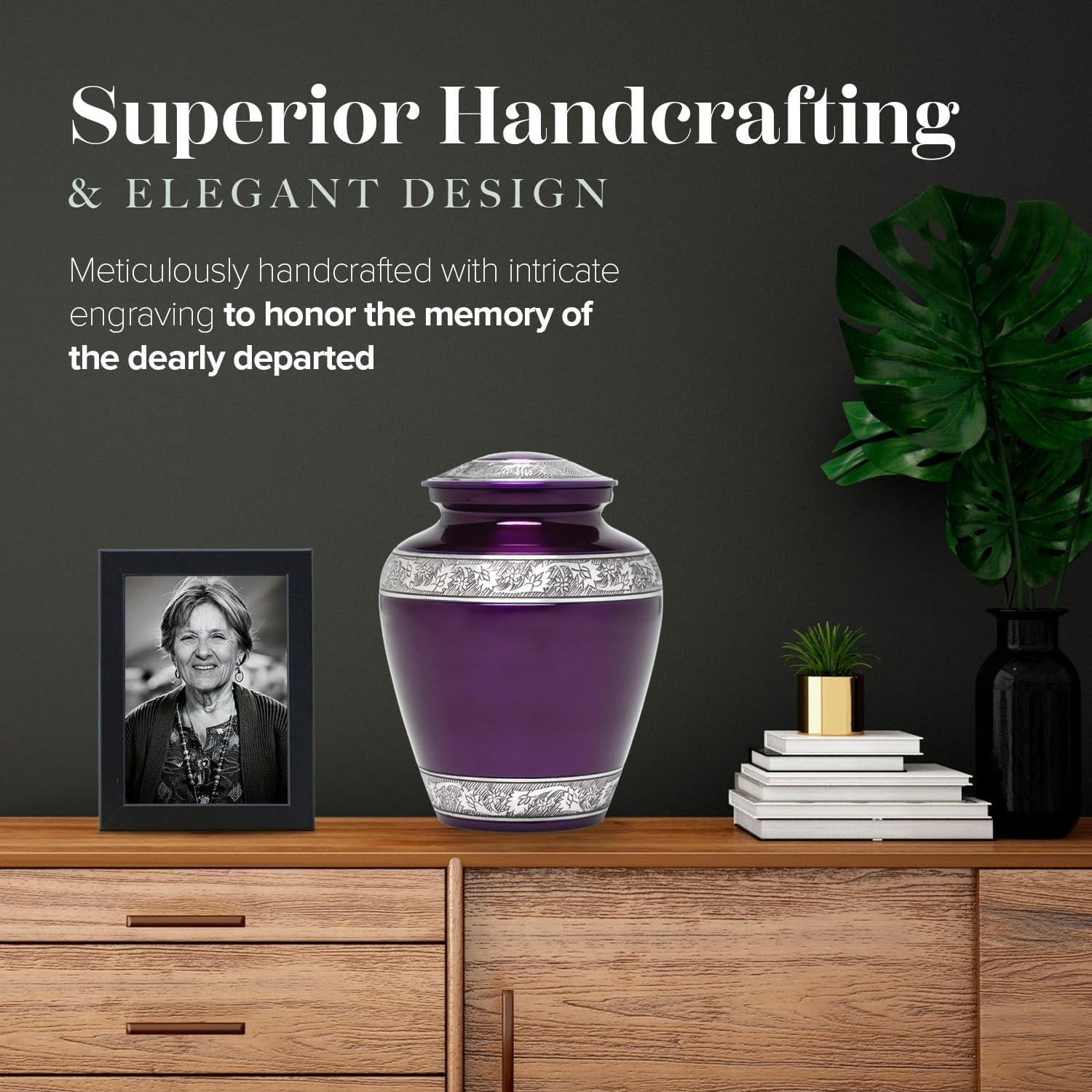 Eternal Harmony Cremation Urn for Human Ashes | Funeral Urn Carefully Handcrafted with Elegant Finishes to Honor and Remember Your Loved One | Adult Urn Large Size with Beautiful Velvet Bag