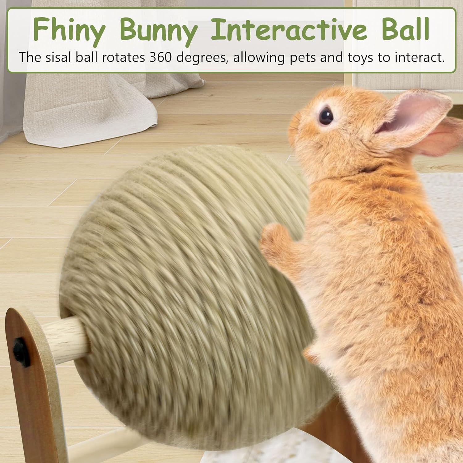 Rabbit Scratch Toy, Natural Sisal Rabbit Scratching Ball With Cardboard Pad 2-In-1 Bunny Claw Scratcher Interactive Toys Nail Scratching Post For Indoor Pets Kittens Ferrets Small Animals
