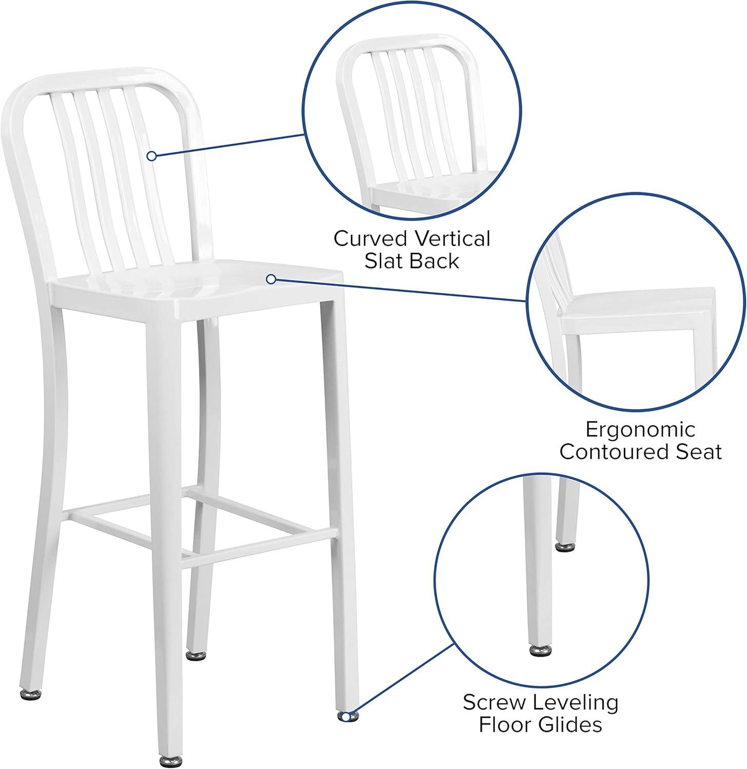 Flash Furniture Commercial Grade 30" High Metal Indoor-Outdoor Barstool with Vertical Slat Back