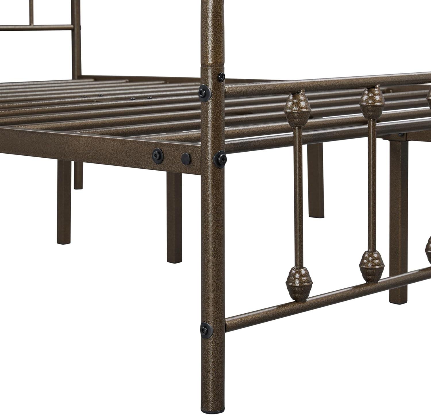 Bronze Full Size Metal Bed Frame with High Headboard