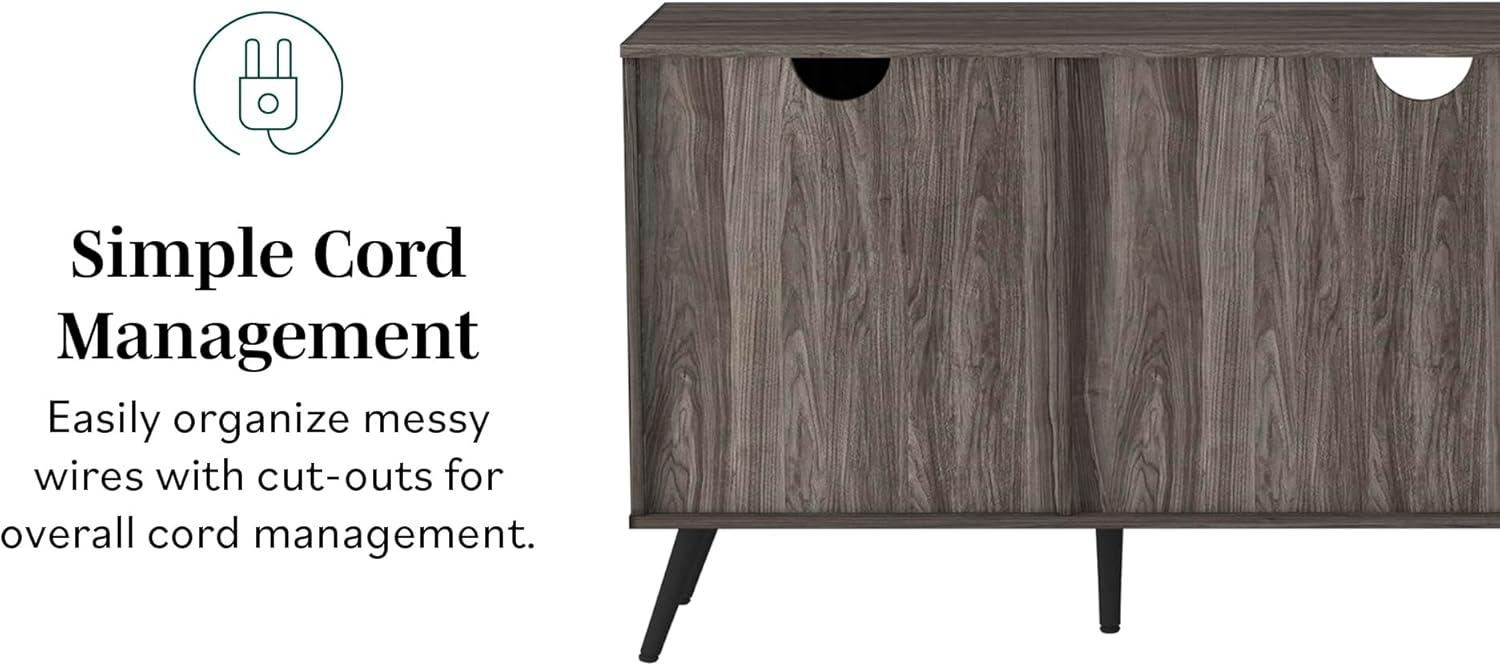 Walker Edison Mid Century 2-Door TV Stand for TVs Up to 68", Slate Grey
