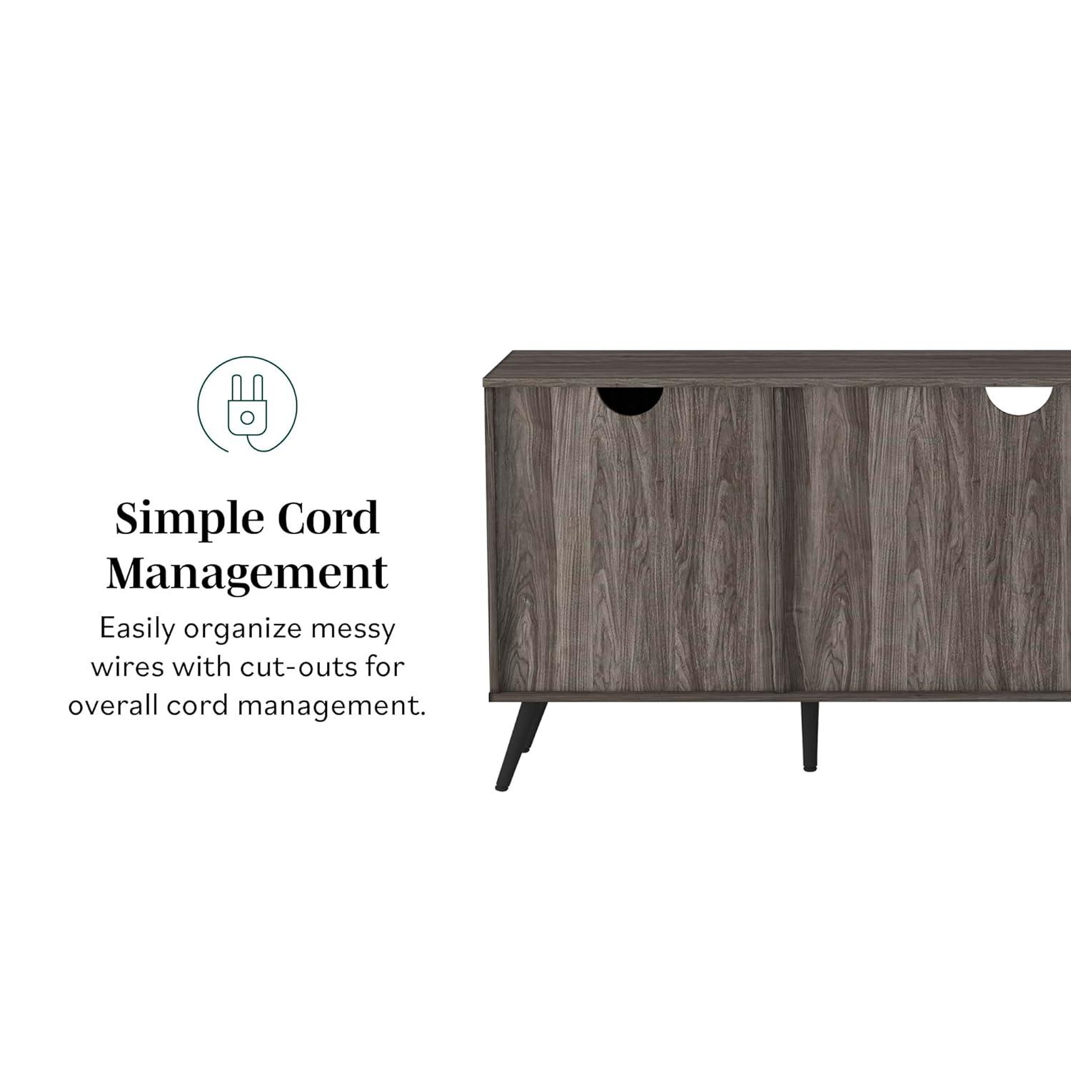 Walker Edison Mid Century 2-Door TV Stand for TVs Up to 68", Slate Grey