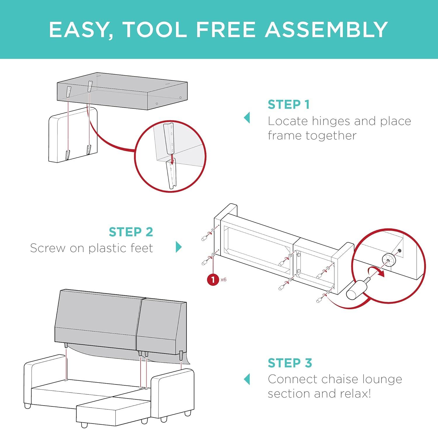 Best Choice Products Linen Sectional Sofa Couch w/ Chaise Lounge, Reversible Ottoman Bench