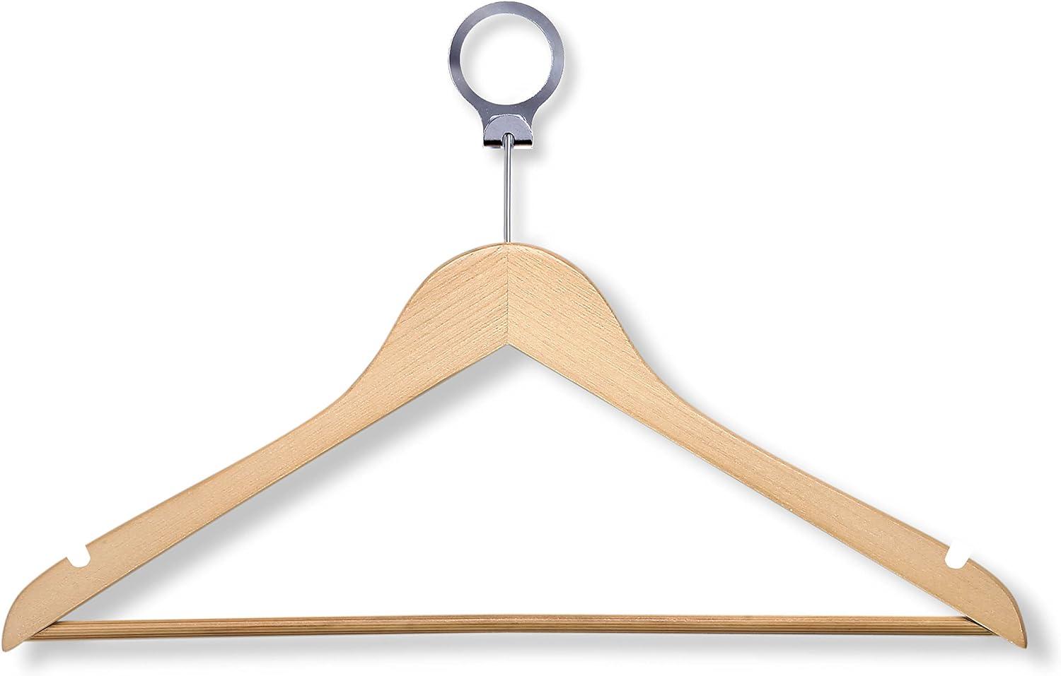 Maple Wood Hotel Suit Hangers with Circular Hook, 24-Pack