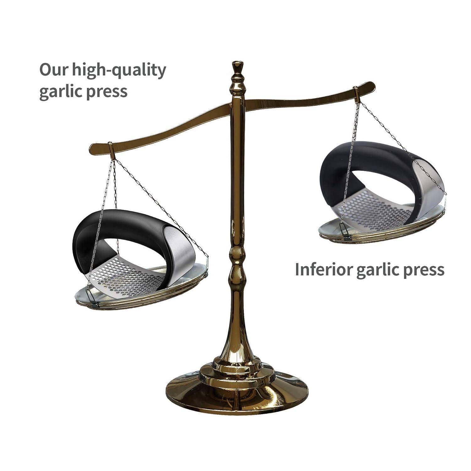 Garlic Chopper,Garlic Crusher,Garlic Press Rocker - 2024 New Stainless Steel Garlic Mincer Garlic Crusher with Peeler,Chopper with Peeler and Scraper for Smash Garlic