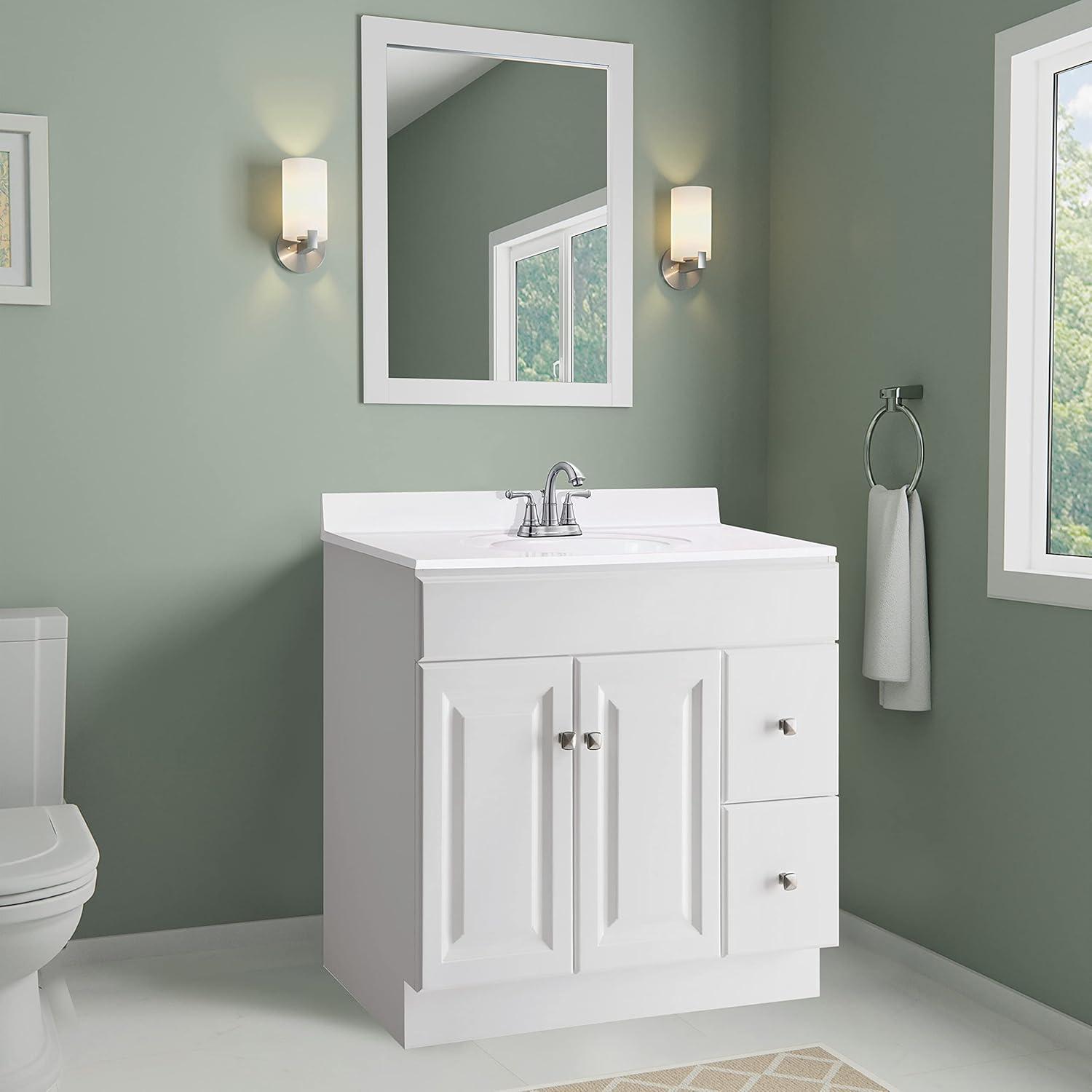 Design House  Cultured Marble Vanity Top in Solid White, 25-Inch x 19-Inch