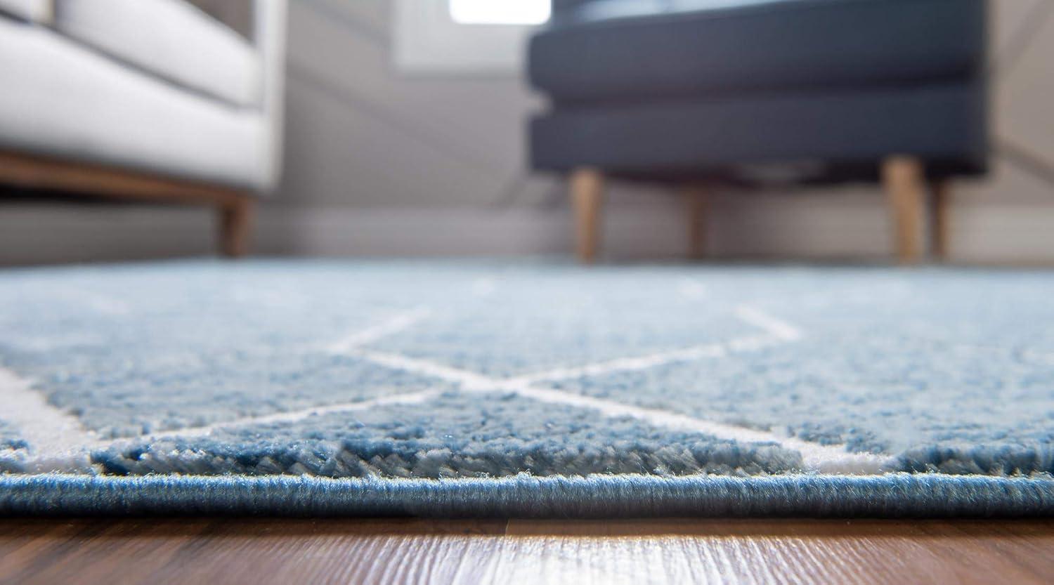 Unique Loom 8' 0 x 10' 0 Blue Matrix Trellis Deco Area Rug