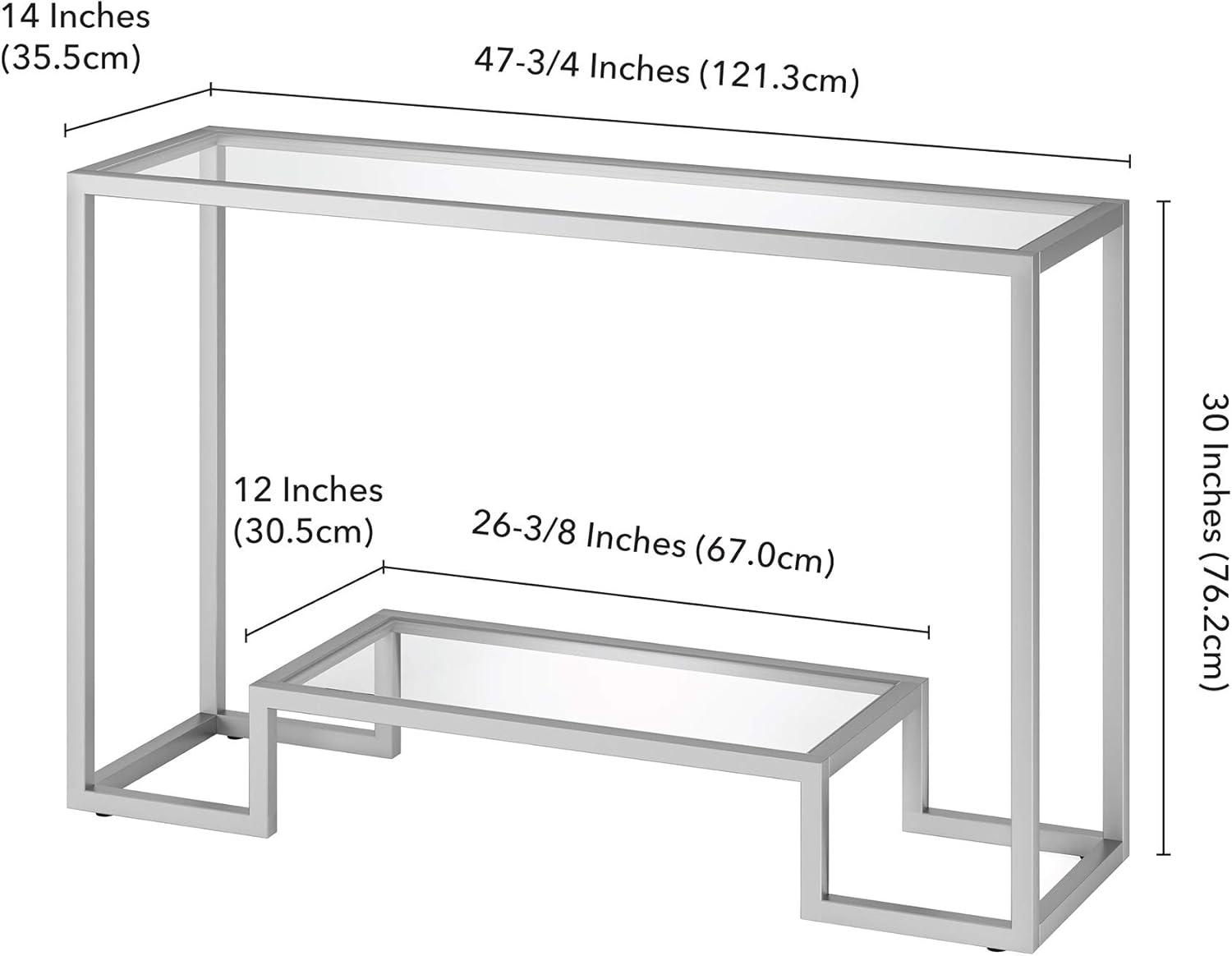 Henn&Hart 47" Satin Nickel Metal/Glass Console Table