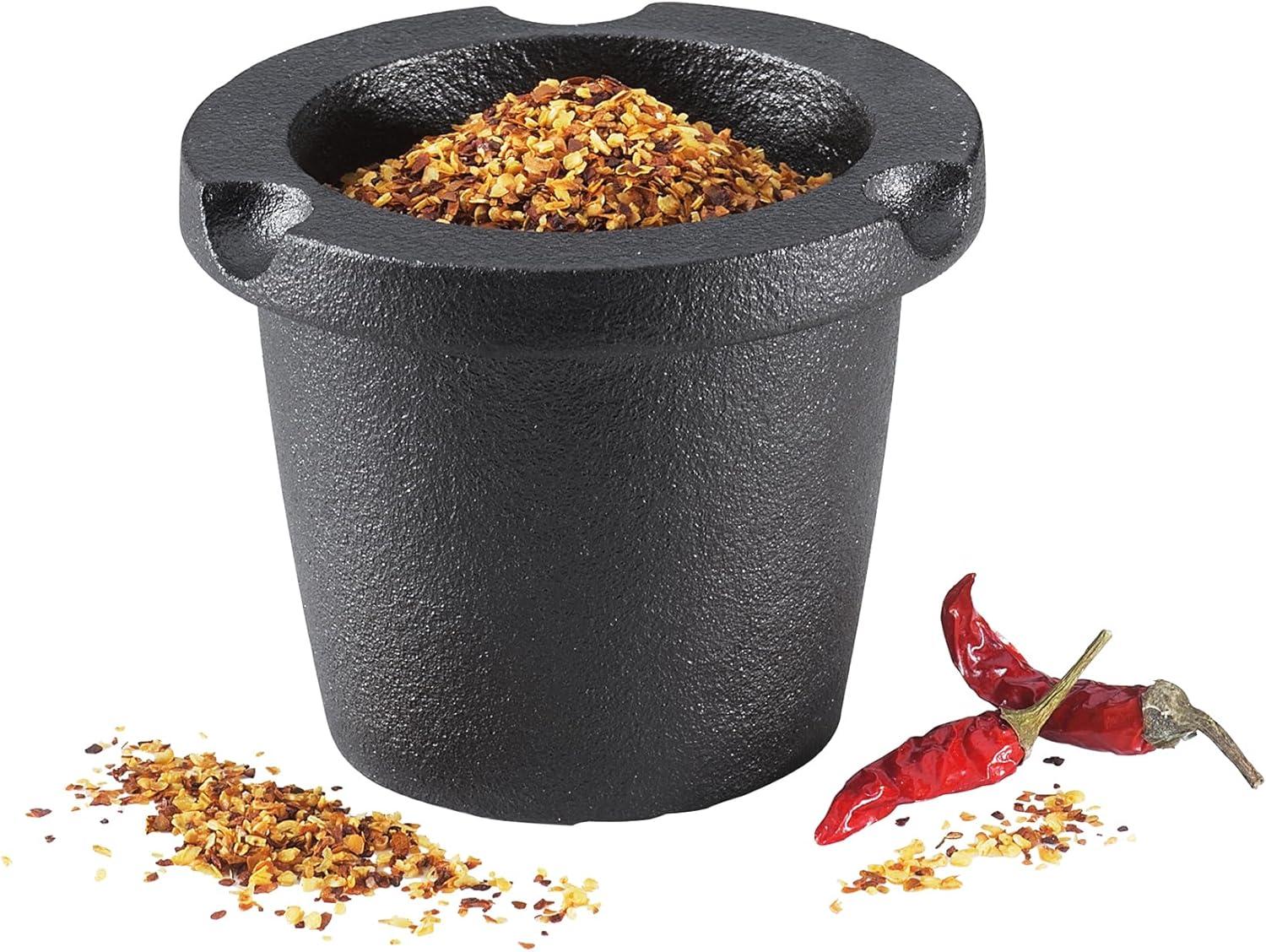 Black Cast Iron Spice Grinder with Beech Wood Lid