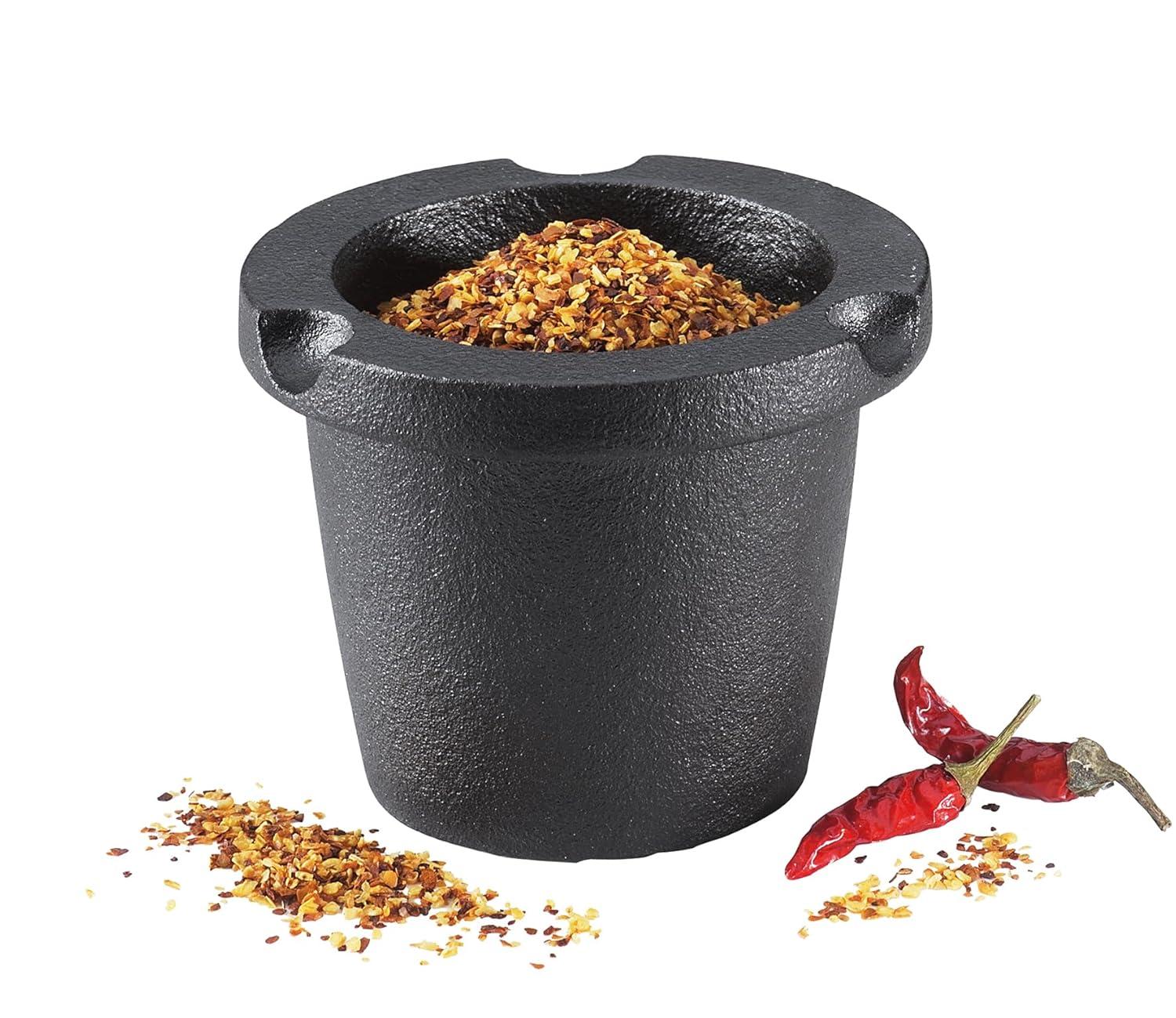 Zassenhaus Spice Grater, "Compact" black cast iron w/ beech wood lid, 3.5" H