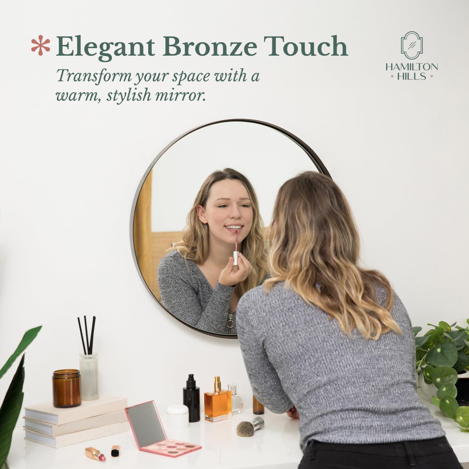 Hamilton Hills 24" Bronze Circle Deep Set Metal Round Frame Mirror Contemporary