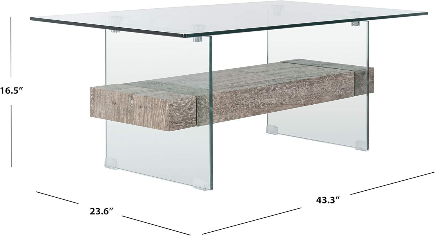 Kayley Coffee Table - Glass/Grey Oak - Safavieh