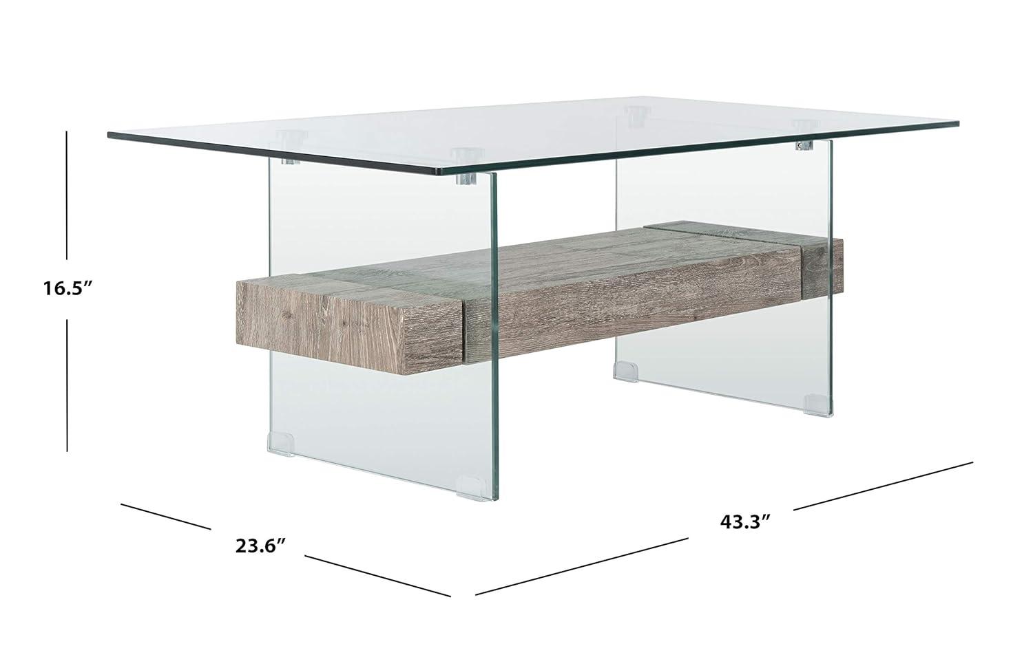 Kayley Coffee Table - Glass/Grey Oak - Safavieh
