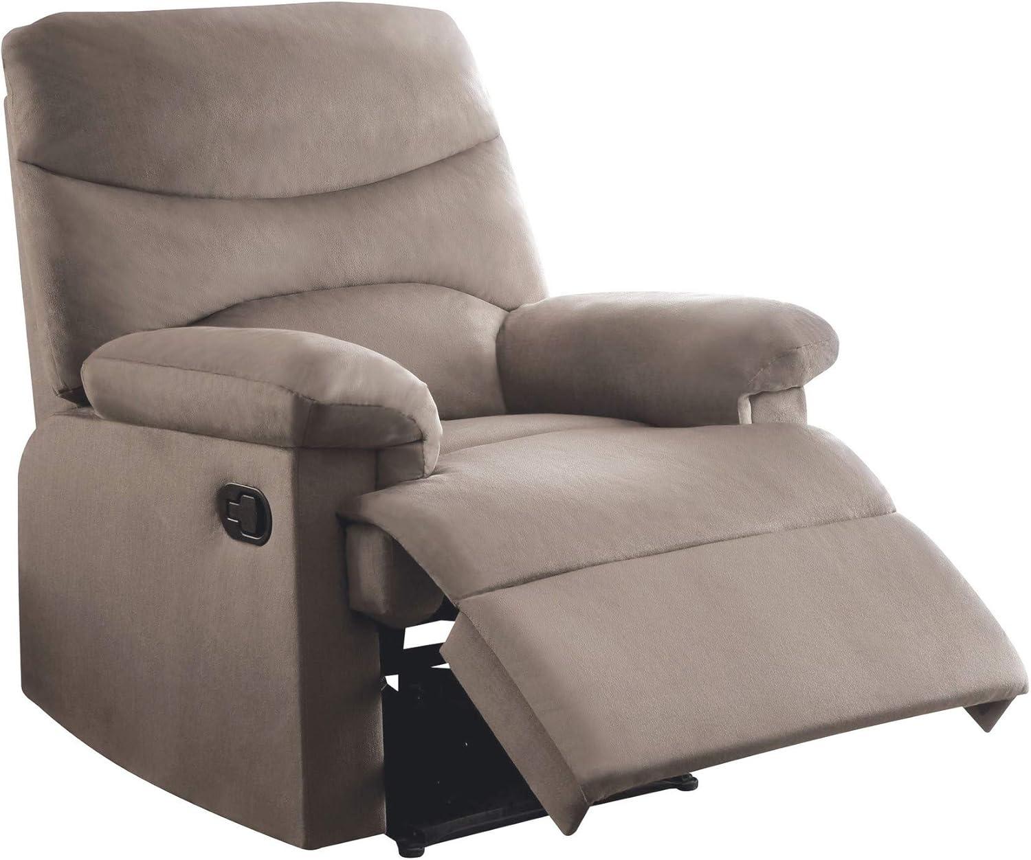 Arcadia Light Brown Microfiber Massage Recliner with Wood Frame