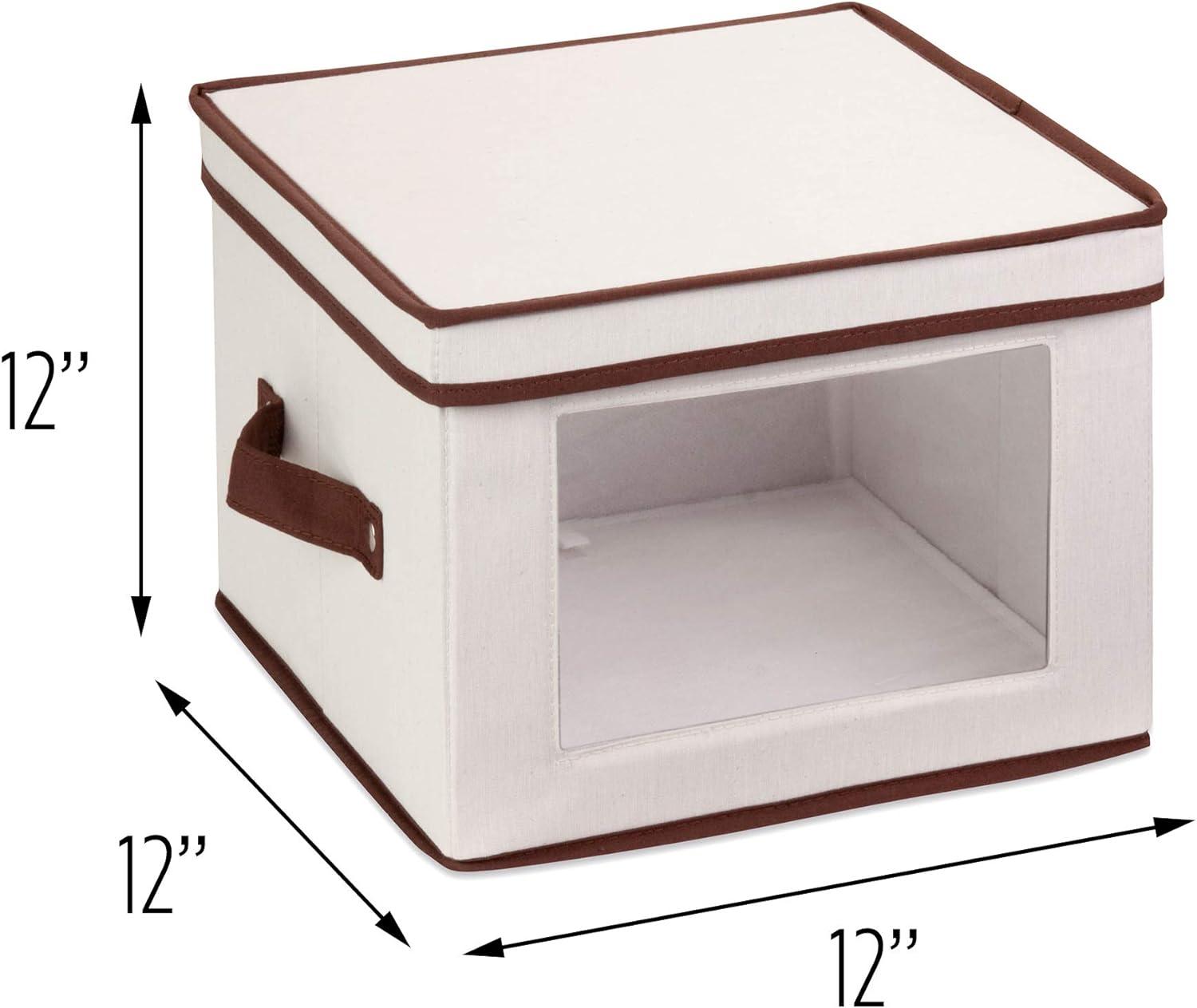 Honey-Can-Do Polycotton and Polyester Square Dinnerware or Closet Storage Box, Natural/Brown