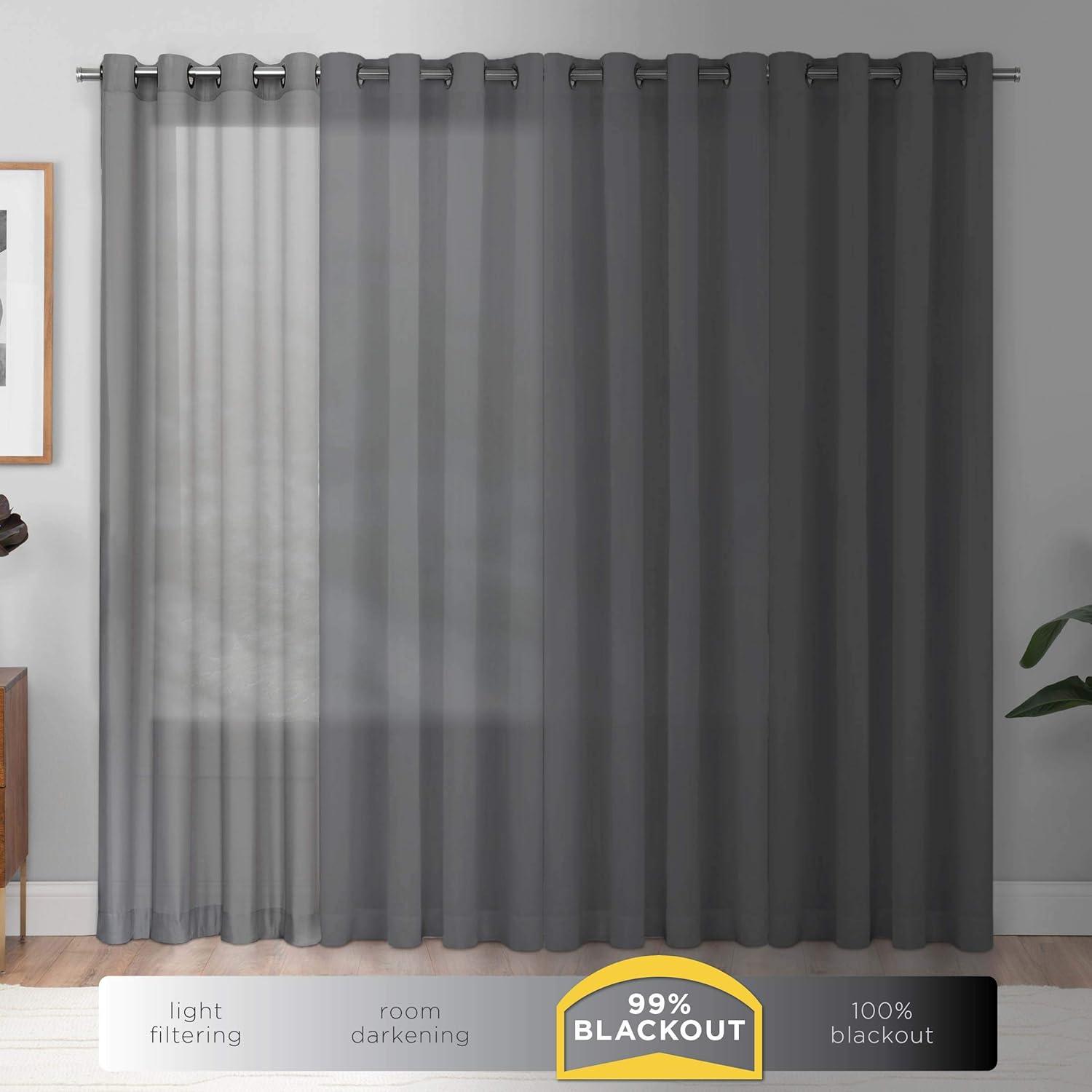 Gray Polyester Blackout Rod Pocket Curtain Panel