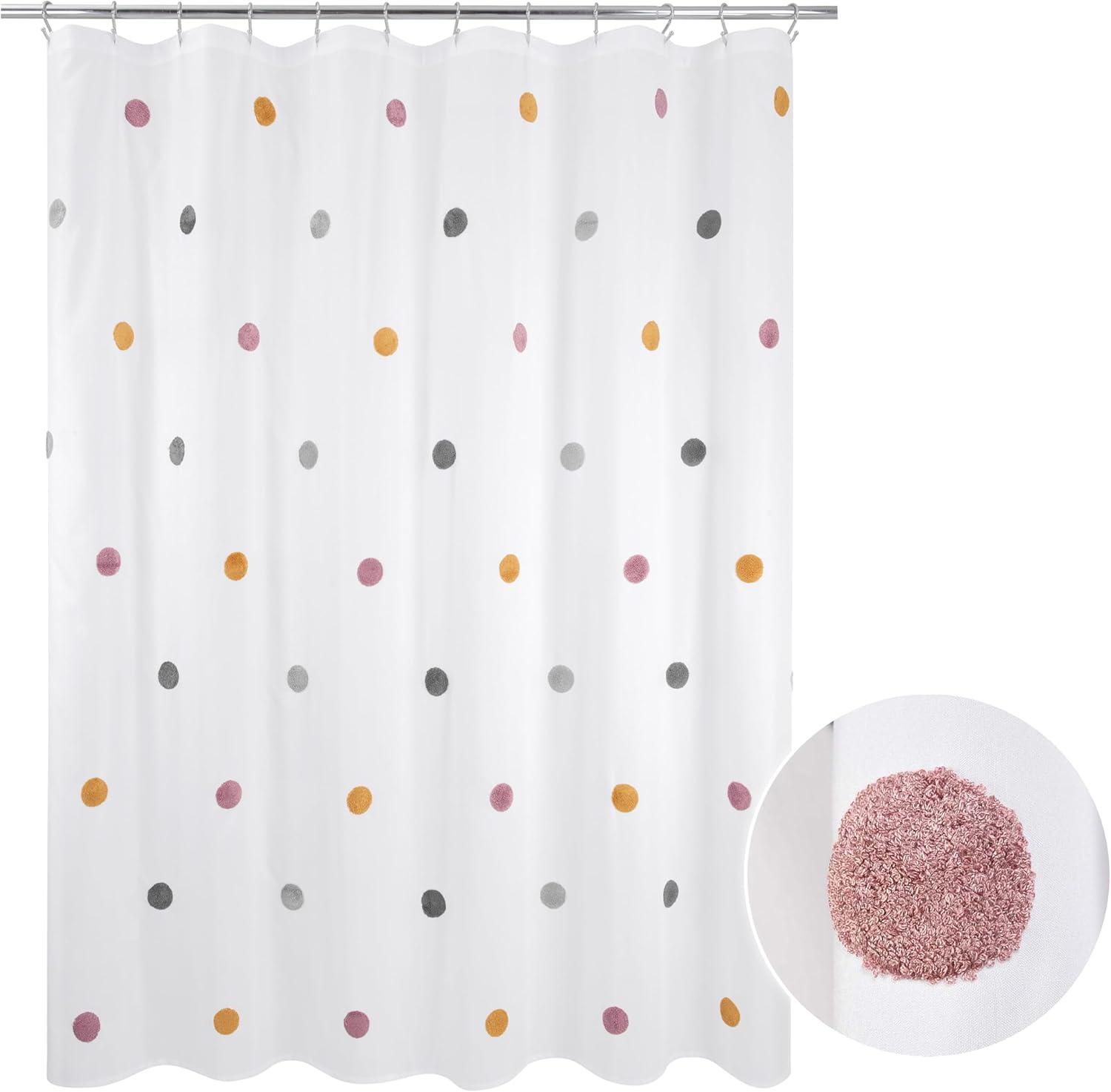 Allure Home Creations Dots Shower Curtain: Polyester Bath Curtain, Microfiber, Buttonhole Top