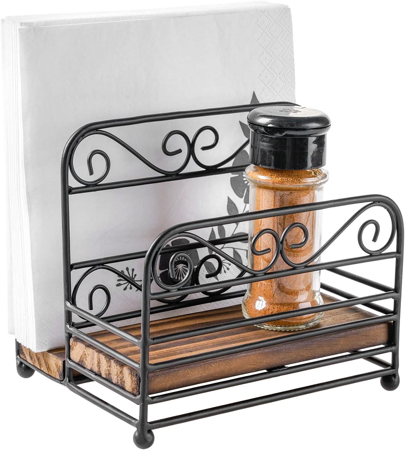 Free Standing Napkin Holder With Spice Storage