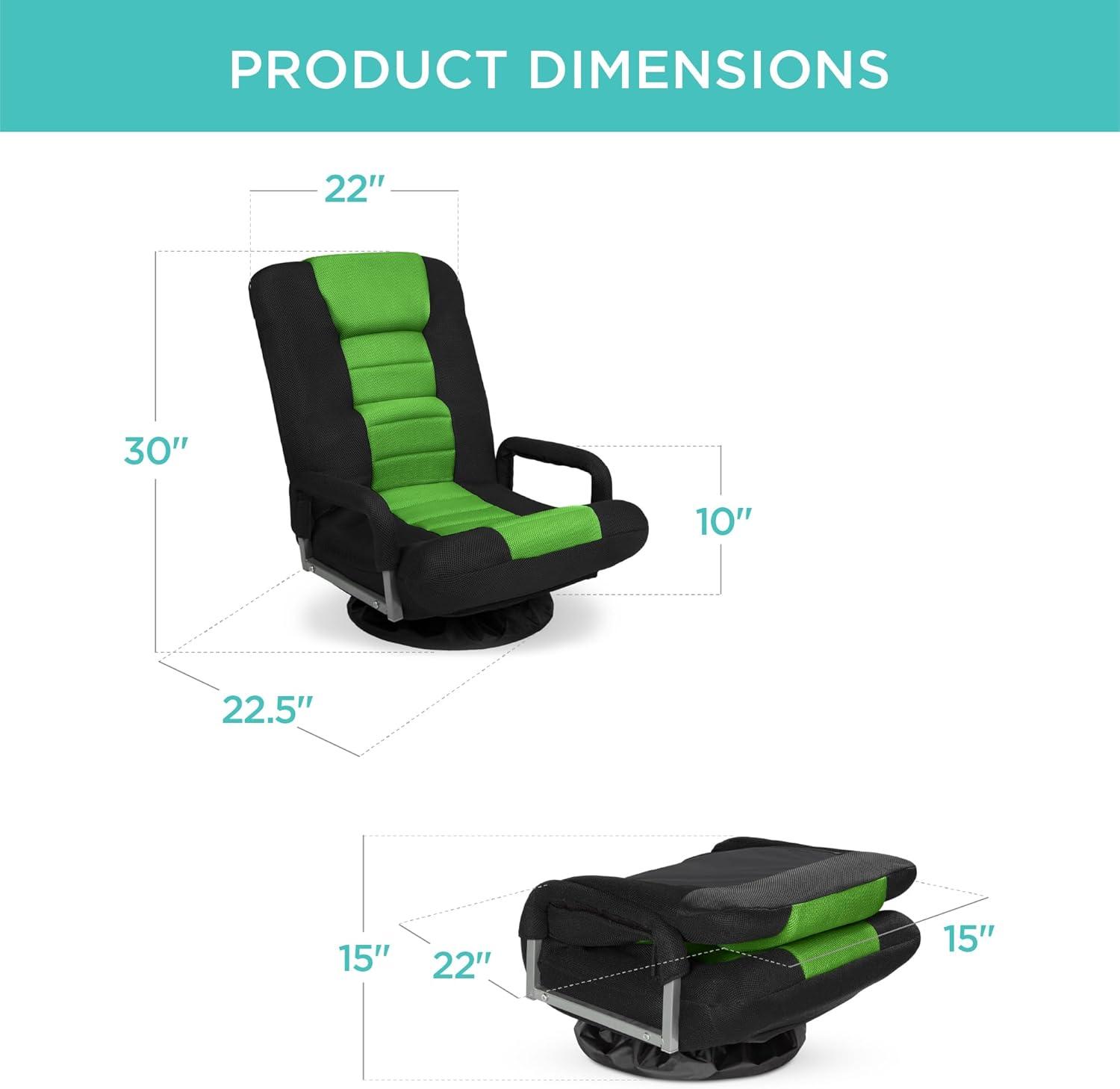 Black and Green Adjustable Swivel Gaming Floor Chair