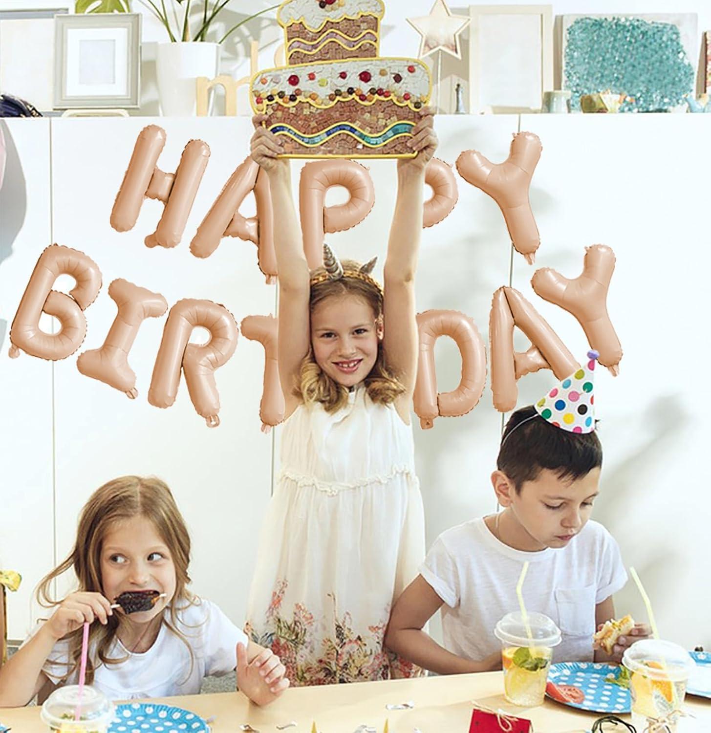 comerut 16inch Happy Birthday Letter Aluminum Foil Balloons Decoration Party Supplies