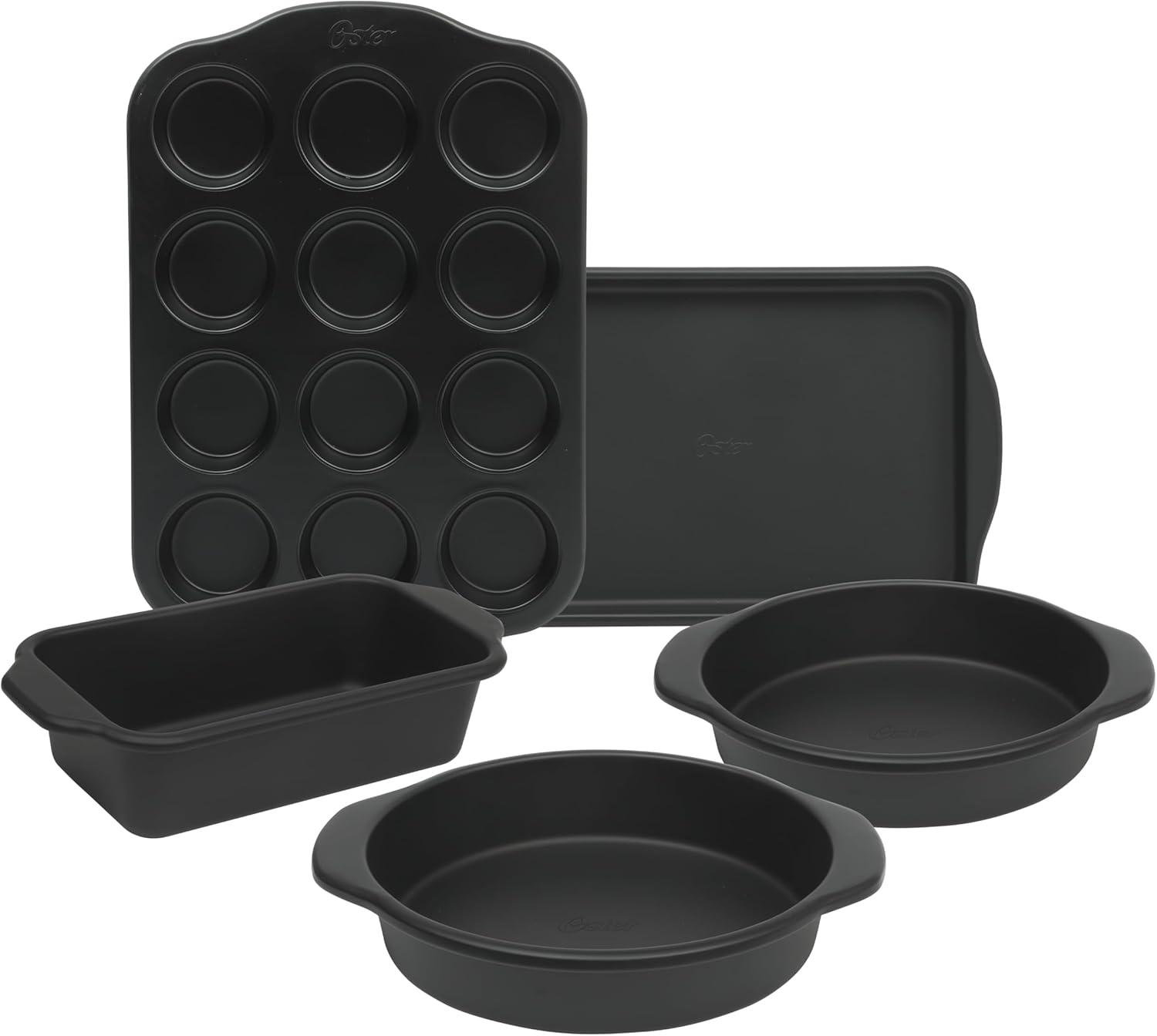 Oster Teston Platinum Collection 5 Piece Nonstick Carbon Steel Bakeware Set in Matte Black