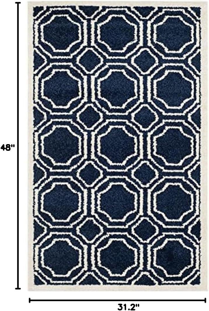 Amherst AMT411 Power Loomed Accent Rug - Navy/Ivory - 2'6"x4' - Safavieh.