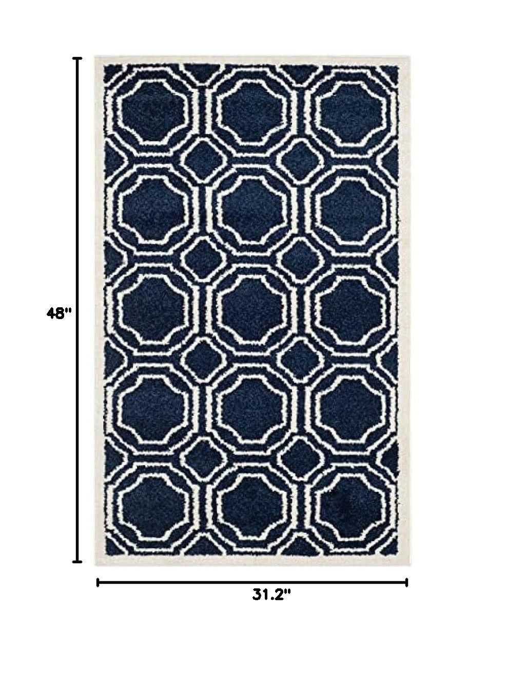 Amherst AMT411 Power Loomed Accent Rug - Navy/Ivory - 2'6"x4' - Safavieh.