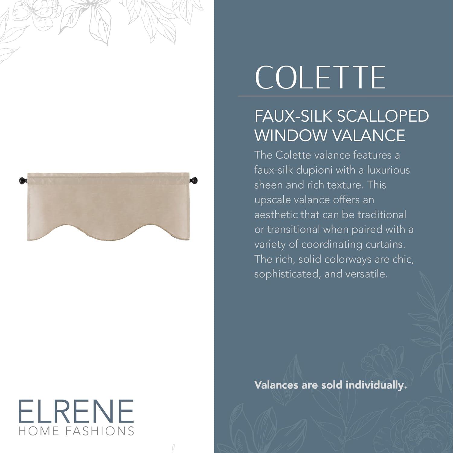 Colette Taupe Faux Silk Scalloped Window Valance