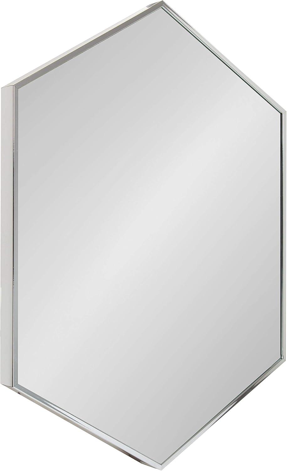 Kate and Laurel Rhodes Modern Hexagon Wall Mirror, 22 x 31, Silver, Decorative Geometric Hexagon MIrror with Chrome Finish for Elegant Contemporary Wall Decor
