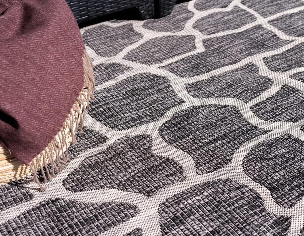 Unique Loom 6' 1 x 9' 0 Rectangle Indoor/Outdoor Safari Charcoal Gray Area Rug