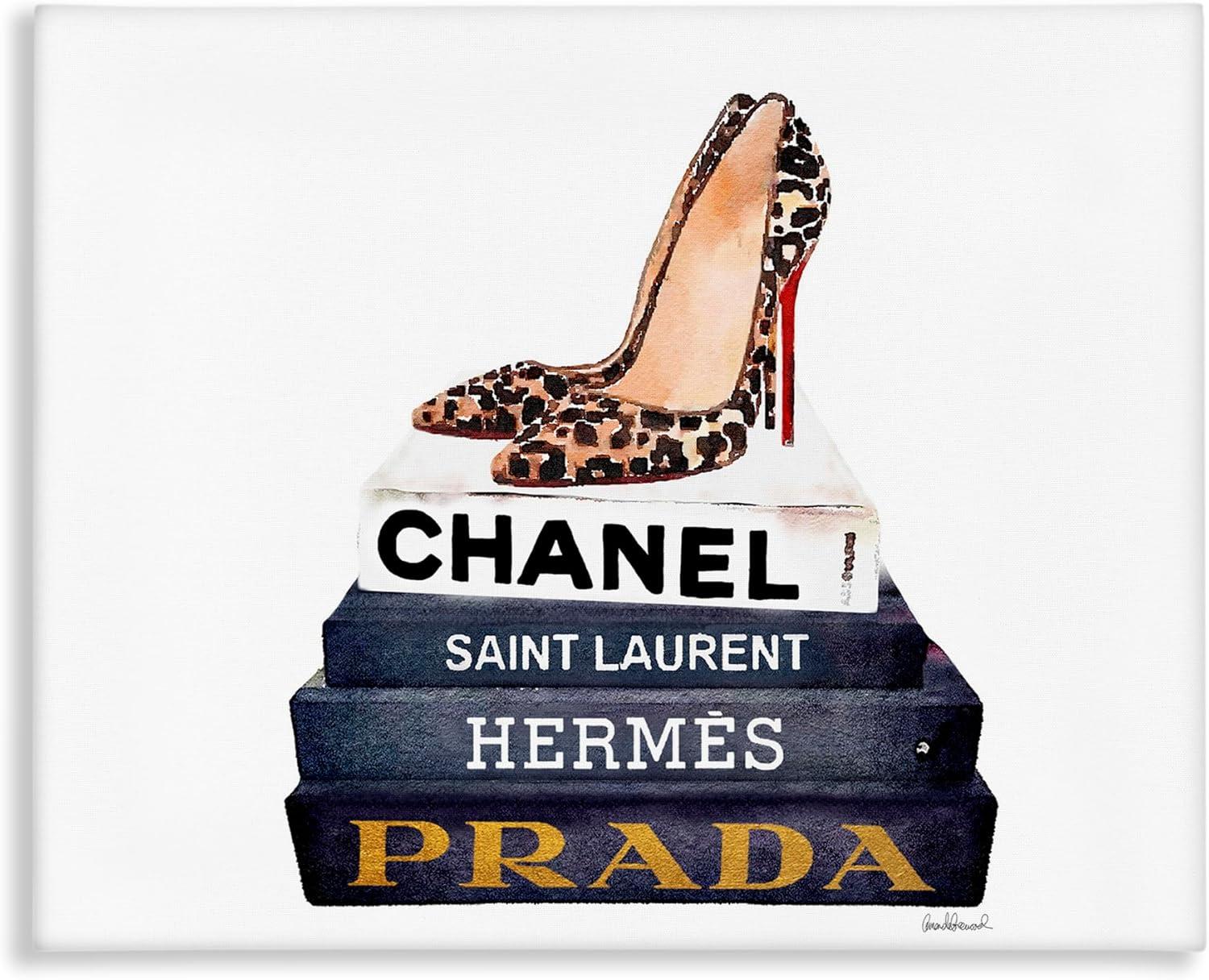 Glam Fashion Leopard Pumps Canvas Wall Art, 36" x 48"