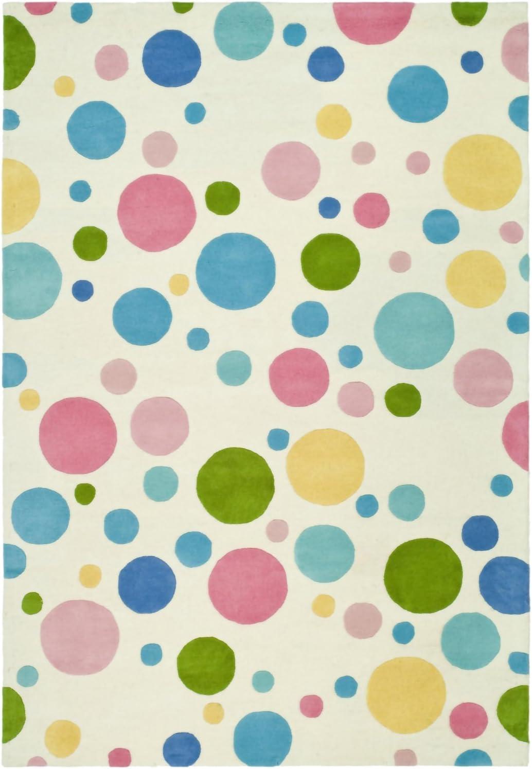 SAFAVIEH Soho Dots Polka Dots Wool Area Rug, Ivory/Multi, 2' x 3'