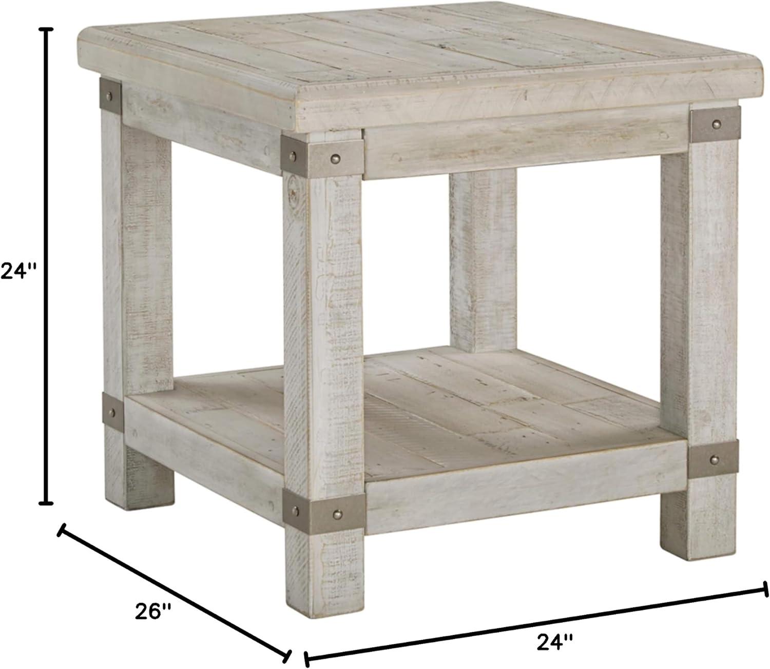 Carynhurst Rectangular End Table White - Signature Design by Ashley: Farmhouse Style, Distressed Finish, Storage Shelf