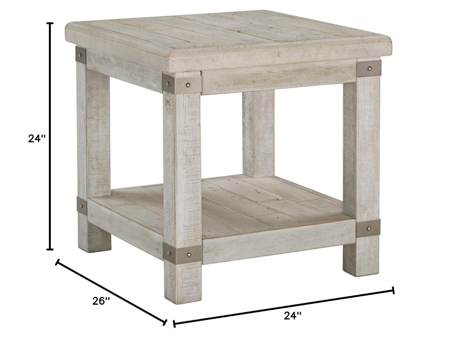 Carynhurst Rectangular End Table White - Signature Design by Ashley: Farmhouse Style, Distressed Finish, Storage Shelf