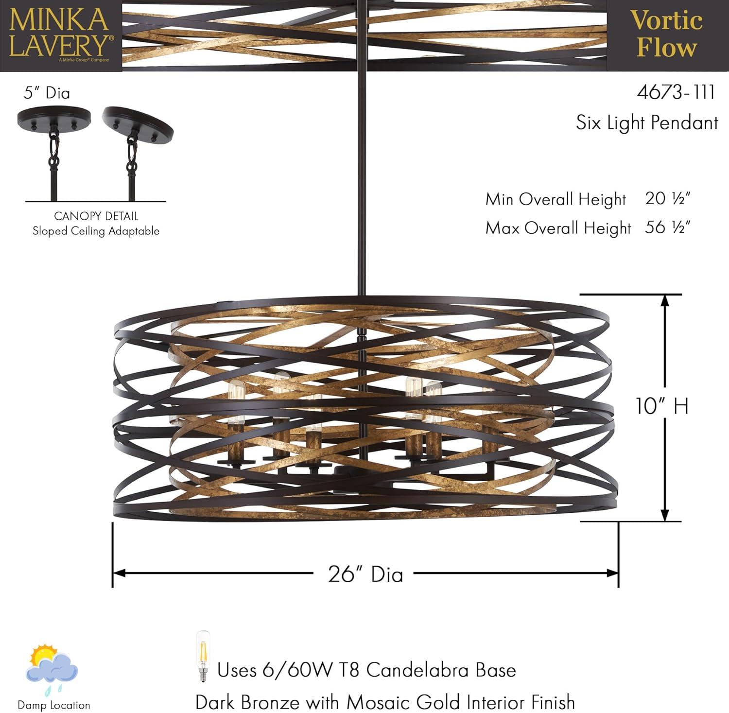 Minka Lavery Dark Bronze Mosaic Gold Chandelier 26" Wide Modern 6-Light Fixture for Dining Room House Foyer Kitchen Entryway Home