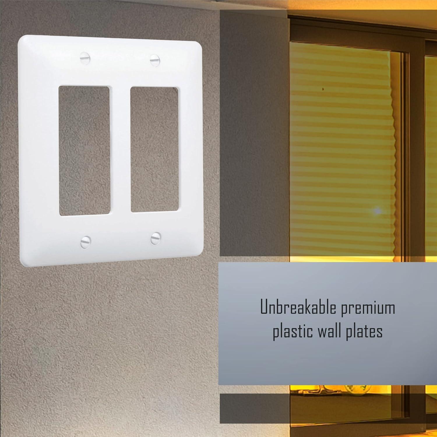 TayMac Masque 5000 Series Textured White 2 gang Plastic Decorator Wall Plate 1 pk