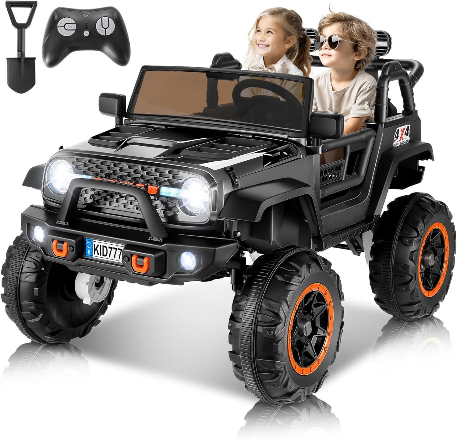 Ancheer 24V Real 2 Seater Ride On Toys Electric SUV Jeep Car With Remote Control,2WD/4WD Switchable, 4X100W Motor, Bluetooth, Music, USB, Lights