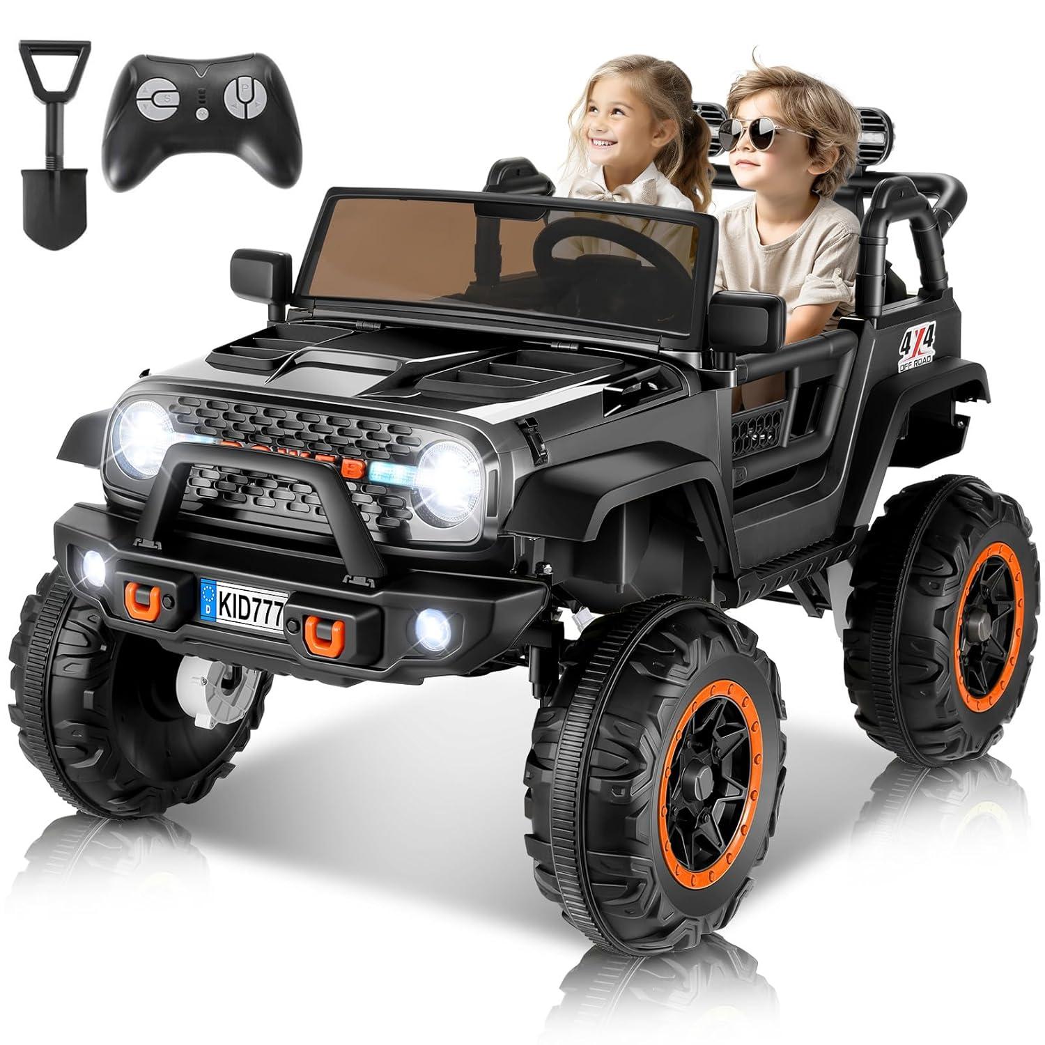 Ancheer 24V Real 2 Seater Ride On Toys Electric SUV Jeep Car With Remote Control,2WD/4WD Switchable, 4X100W Motor, Bluetooth, Music, USB, Lights