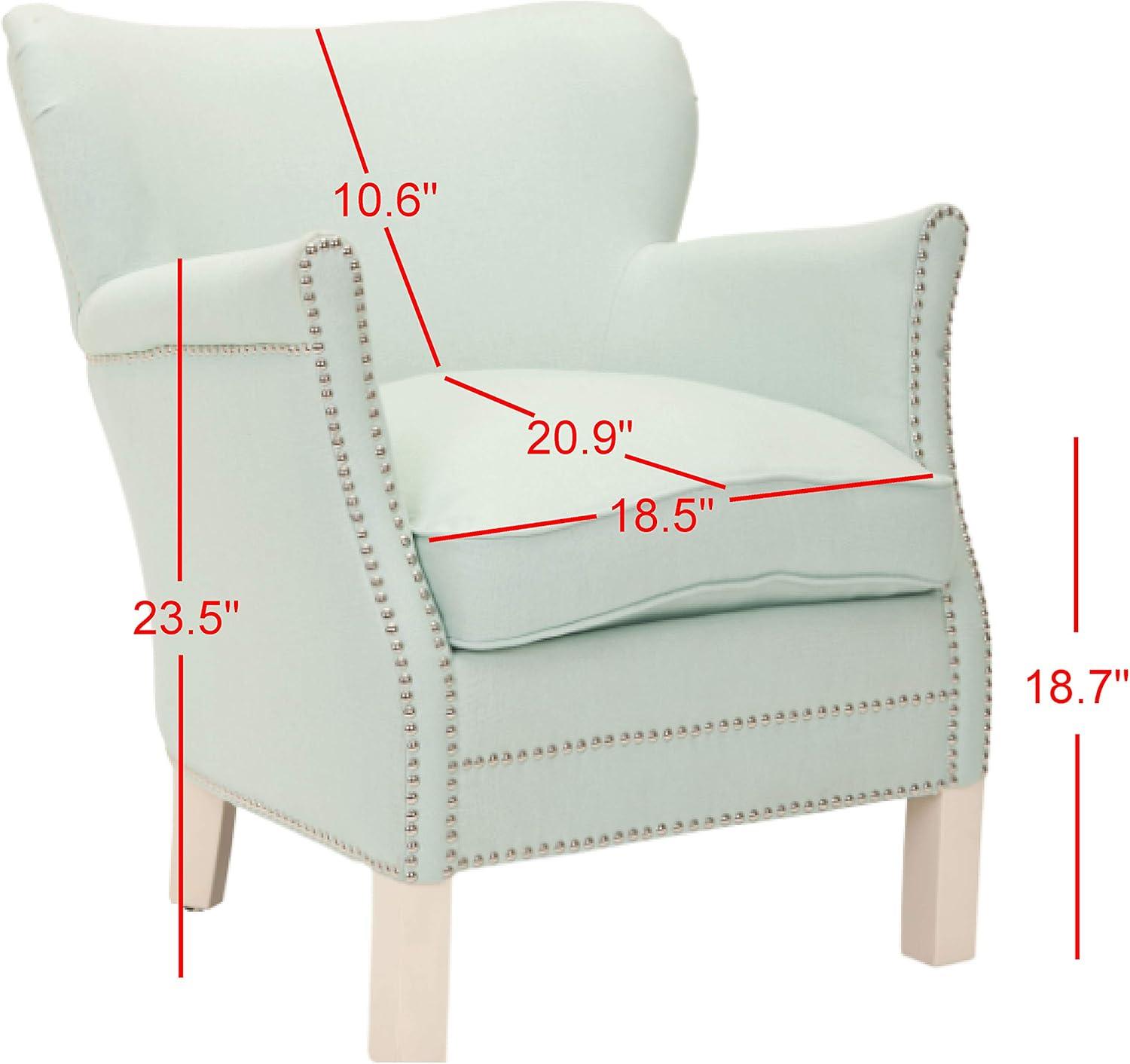 Robins Egg Blue Transitional Arm Chair with Silver Nail Heads