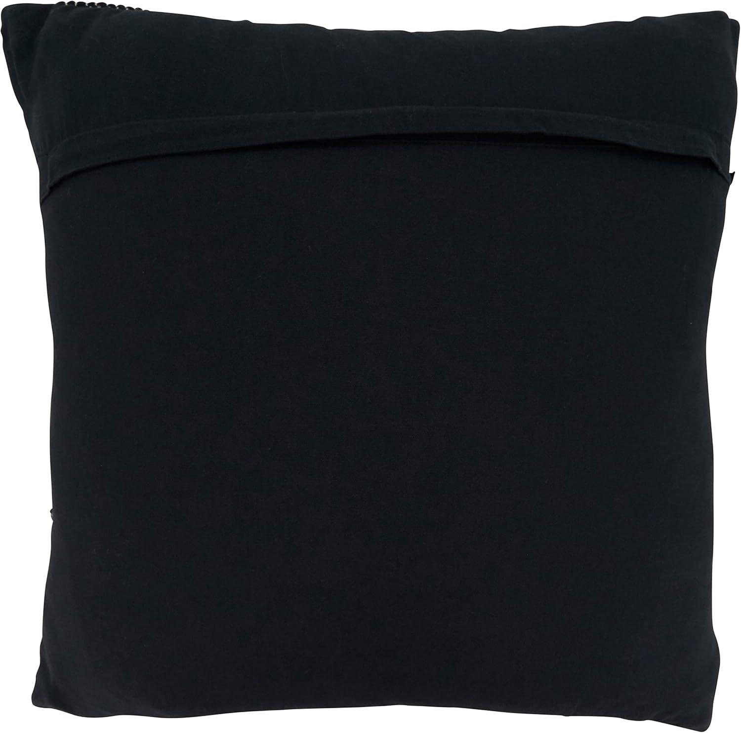 Saro Lifestyle Chindi Throw Pillow With Poly Filling, Black, 22" x 22"
