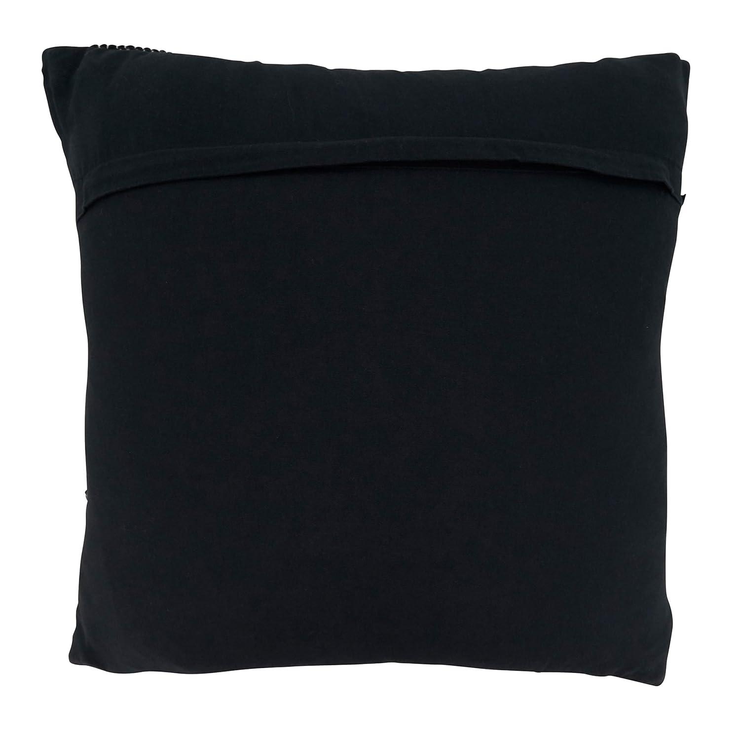 Saro Lifestyle Chindi Throw Pillow With Poly Filling, Black, 22" x 22"