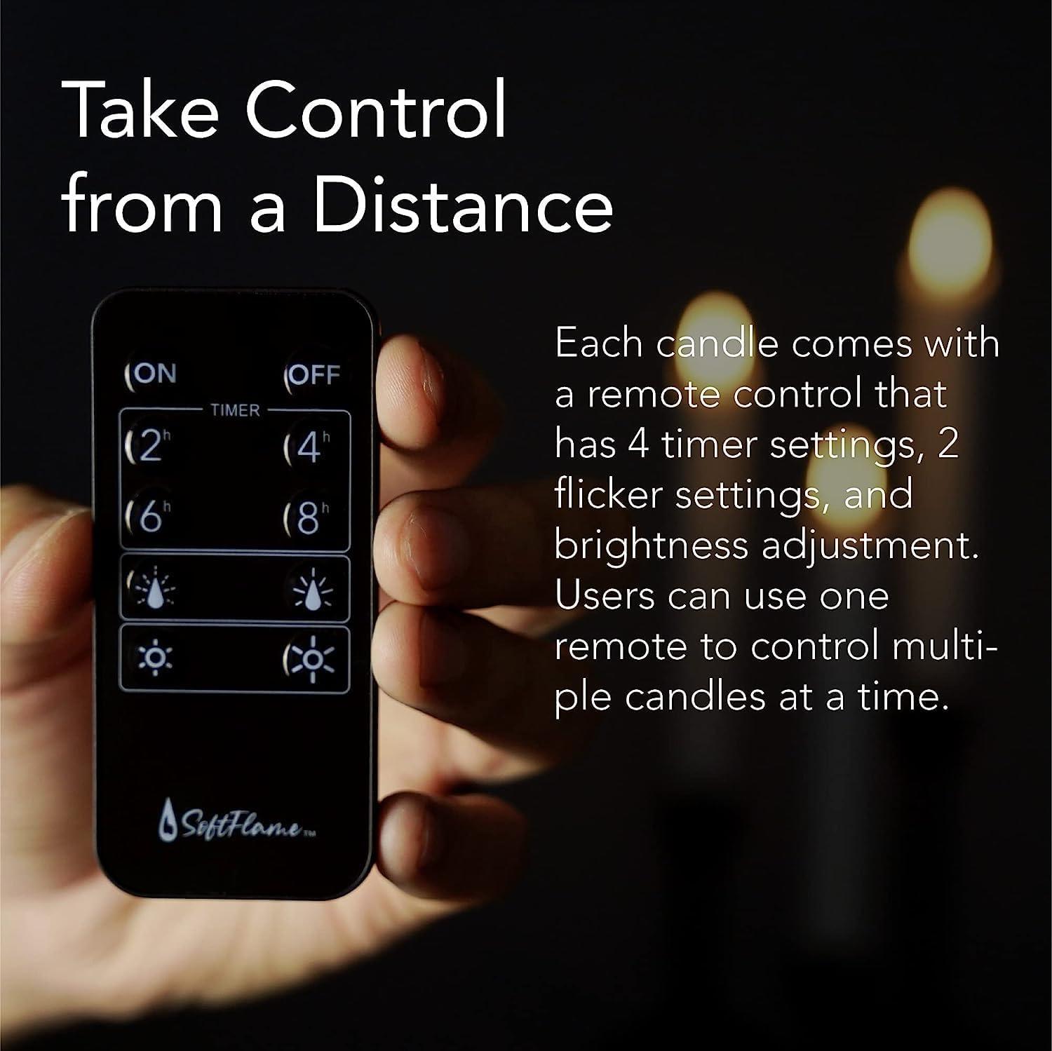 Remote Control Flameless Taper Candles, S/6 3D Flickering Battery Operated LED Window Candles Encased with Real Wax to Light Up Your Home